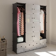 Modularni ormarić s 18 pretinaca crno-bijeli 37x146x180,5 cm