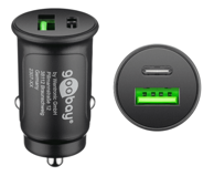 GOOBAY Auto punjač dvostruki, 2 priključka USB-A i USB-C, crna