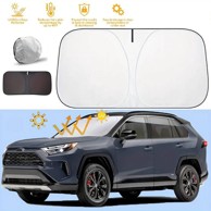 NETSCROLL Sklopivo sjenilo za vjetrobransko staklo SUNVISOR, reflektirajuća tkanina, srebrna boja