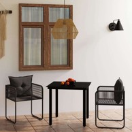 3 dijelni vrtni blagovaonski set crni, dužina stola 80 cm 2