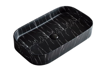S6 STEKLARSTVO ŠEST Umivaonik S6BW22 65x38x11 cm, crni mramor