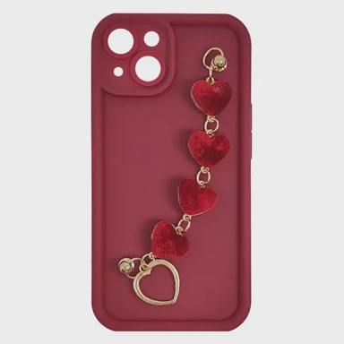 MAXMOBILE Maskica za iPhone 14, Silicone Candy, s ručkom, srca