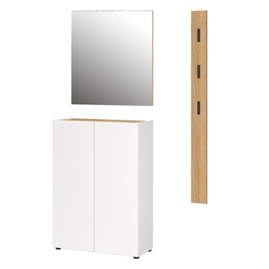 GERMANIA Bijeli set za hodnik u dekoru hrasta 104x200x33 cm Alviano