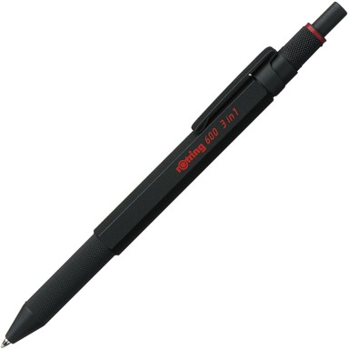 ROTRING multipen 600 3in1, crni, tehnička olovka i kemijske olovke plava/crvena