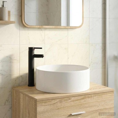 Umivaonik za kupaonicu, 40,5 x 40,5 x 15,5 cm, metal, mat crni