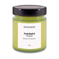 REMEMBER Mirisna svijeća od sojinog voska 35 h, Fresh Basil & Rhubarb