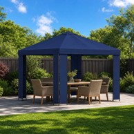 Gazebo 3 x 3 m, poliester i čelik 190 gsm, plavi
