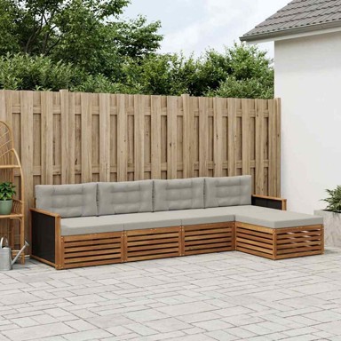 Set vanjskih sofa, 5 kom, poliester, prirodno-svjetlosiva