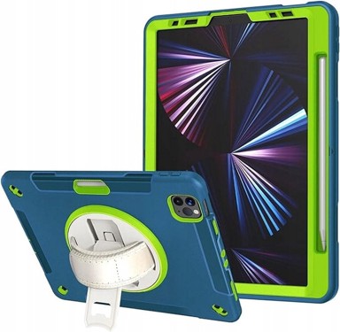 NIKCORP Oklopna torbica za iPad Pro 11 s rotirajućim postoljem 360° troslojna zaštita i ergonomski držač, tirkizna