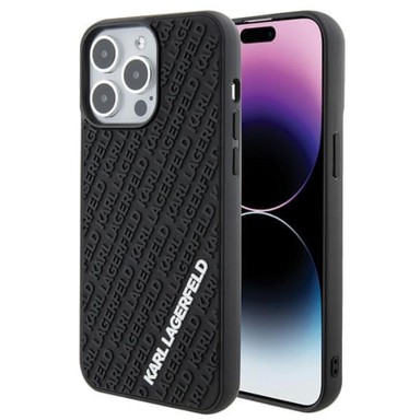 KARL LAGERFELD Zaštitna maska 3D Rubber Multi Logo, za iPhone 15 Pro Max, crna