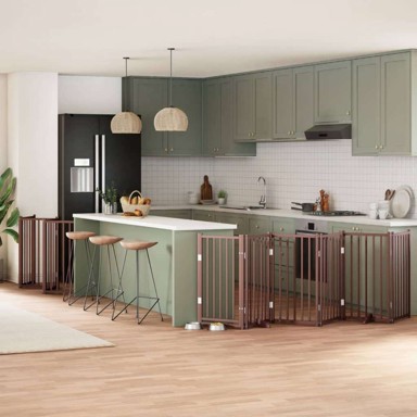 Vrata za pse s vratašcima sklopiva, 12 panela, smeđa, drvo topole, 600 cm (50×90×2 cm)