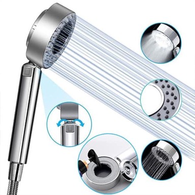 NETSCROLL Tuš ručica DoubleShower, ugrađeni dozator sapuna, 2 načina raspršivanja, ušteda vode do 50%, bez crijeva