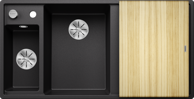 BLANCO Sudoper Axia III 6 S InFino, Silgranit, daska drvo, bazen lijevo, grafit