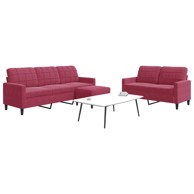3-dijelni set sofa s osloncem za noge od baršuna, boja crnog vina