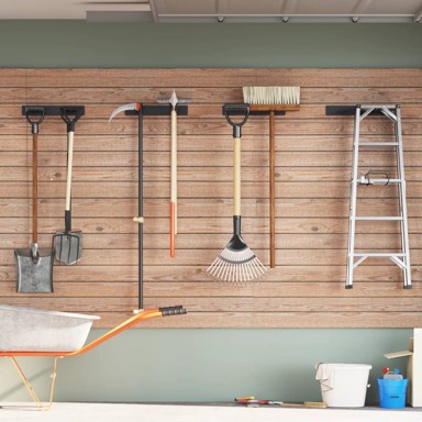 Stalci za pohranu vrtnog alata, zidni, 4 kom, čelični, crni