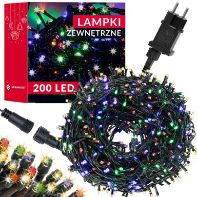 SPRINGOS Lampice za bor, 200 LED, višebojne