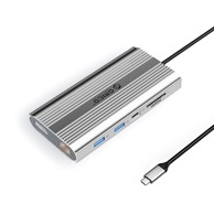 ORICO Docking stanica XDR, 12 u 1, USB-C, 2x HDMI 4K@60Hz, DisplayPort 4K@60Hz, PD 100 W, srebrna