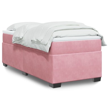 Krevet Box Spring s madracem, 80 x 200 cm, baršunasti, ružičasti