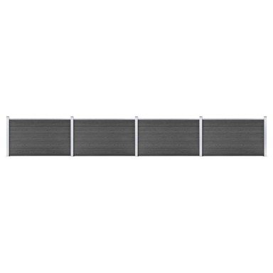 Set panela za ogradu, 699 x 105 cm, WPC, crni (4 odjeljka)