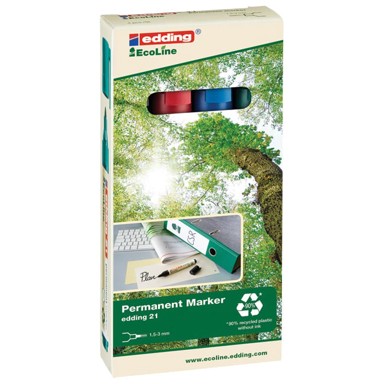 EDDING Marker permanentni 1,5-3mm okrugli vrh EcoLine 21-4boje