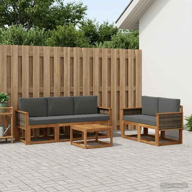 Set vanjskih sofa, 6 kom, 59 x 63 x 73 cm, čvrsto drvo akacije i poliester, prirodna i antracit