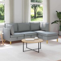 Set namještaja za dnevni boravak, 4 kom, tkanina, svjetlosiva