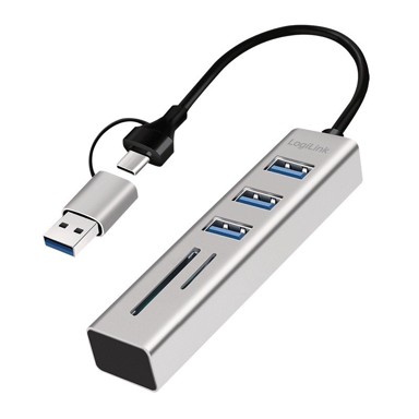 LOGILINK USB hub, 3 x USB 3.0, čitač kartica