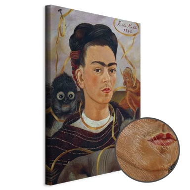 Slika Frida Kahlo – Self-Portrait with Changuito, 80x120 cm, Premium Print