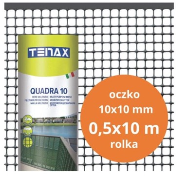 PVC Kvadratna mreža, 0,5 m x 10 m, oko 10 mm, grafitna