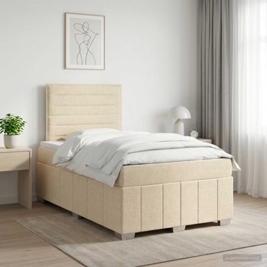 Boxspring krevet s madracem 120 x 200 cm, tkanina, krem