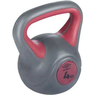 UMBRO 255781 kettlebell uteg 4 kg, kompozitni, ergonomska ručka, sivo-crveni