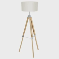 EGLO Stajaća lampa 1xe27 v-1430, drvo/krom/bijela lantada 44114