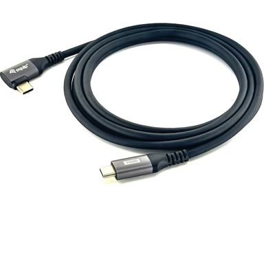 EQUIP Kabel USB-C 2.0 na USB-C, kutni, 1 m, 5A, 480 Mbps, crna
