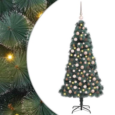 Božićno drvce umjetno s LED lampicama, zeleno 35 x 35 x, 150 cm, PET
