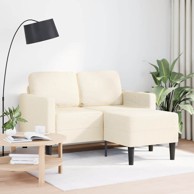 Sofa 2-sjed s ležaljkom u obliku slova L krem 125 cm lan