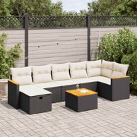 8-dijelni set vrtnih sofa od poliratana s jastucima crni