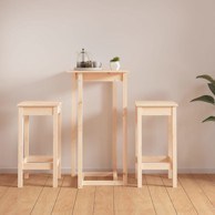 Barski set, masivna borovina, bijela, 3 kom