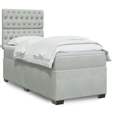 Box spring krevet s madracem svjetlosivi 100x200 cm baršunasti