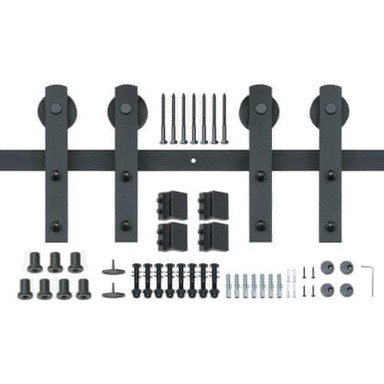 VEVOR Set za klizna vrata staje, 243,8 cm, nosivost 1497 kg, dvostruka vrata, crna