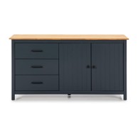Tamno plava niska komoda od masivnog bora, 150x80 cm