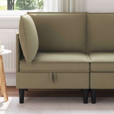Kutna sofa s ladicom, baršun, kaki