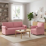 Set sofa 2 kom od baršuna, ružičasti