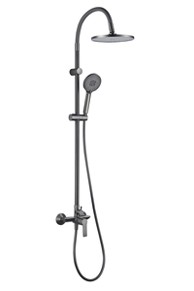 INTER CERAMIC Tuš sustav, tuš ruža 1 funkcija, tuš ručica 5 funkcija, silikon, mjed, SS201, gun grey
