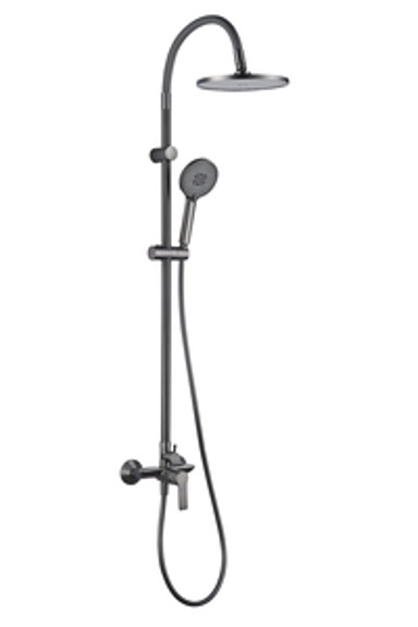 INTER CERAMIC Tuš sustav, tuš ruža 1 funkcija, tuš ručica 5 funkcija, silikon, mjed, SS201, gun grey