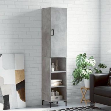 Visoka komoda siva betona 34,5x34x180 cm od konstruiranog drva