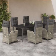 7-dijelni vrtni set od poli-ratana, s jastucima, 200 x 100 x 74 cm, bez naslona za noge, sivi