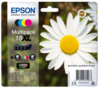 EPSON Tinta za printer Claria Home XL Multipack T 181 BK/C/M/Y T 1816