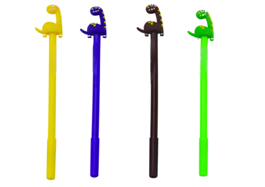 Kuglična olovka Dinosaur, Crni poklopac, uložak smeđi i žuti 0.5 mm