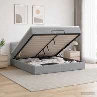 Krevet od pjene s madracem i LED rasvjetom 140 x 200 cm, svjetlosivi