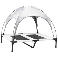 Povišeni krevet za pse s krovom L, srebrna siva